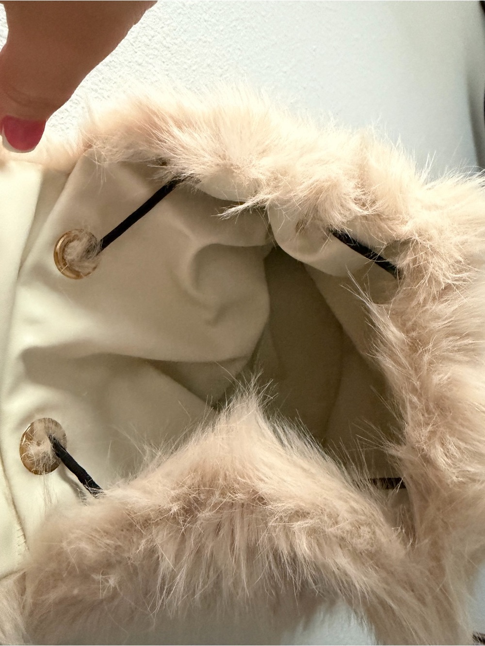 Plush Faux Fur Backpack in Beige - Picture 3 of 4